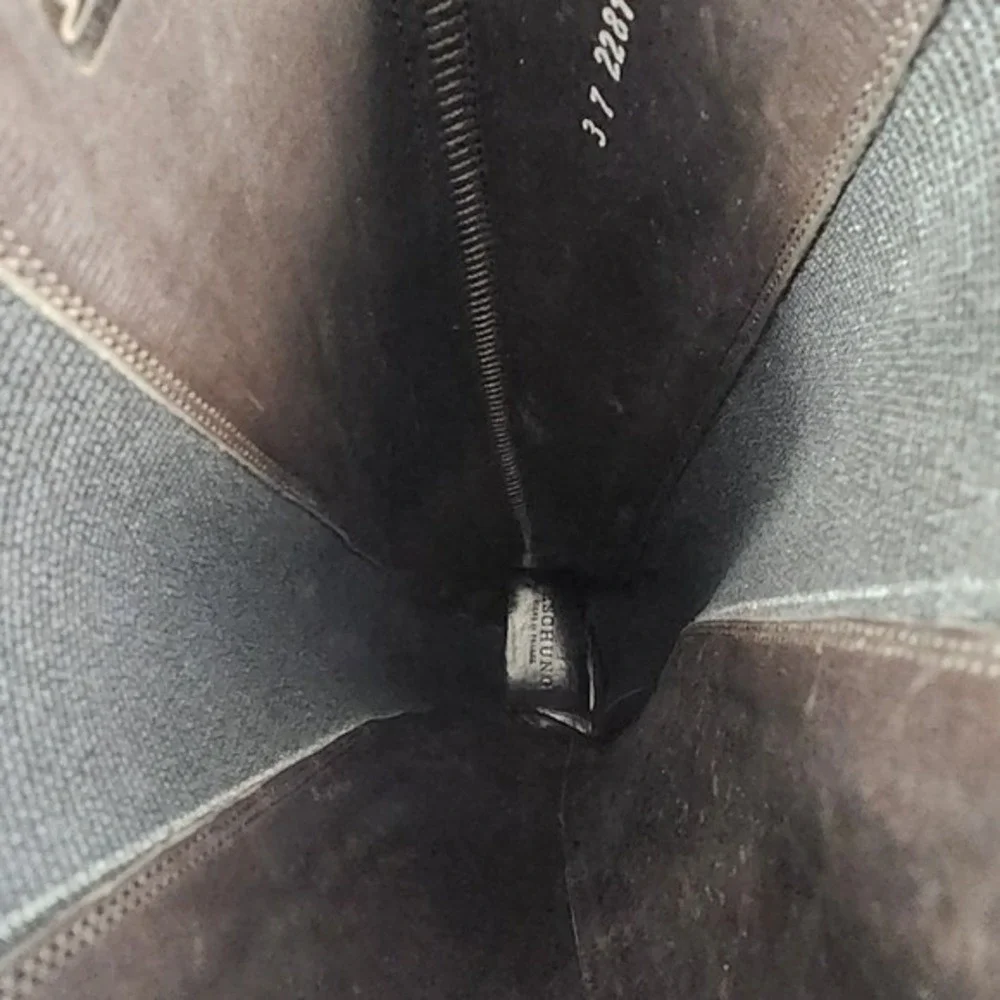 Heschung Brown Leather Riding‎ Boots Tall Buckle Womens 7 Made in France
